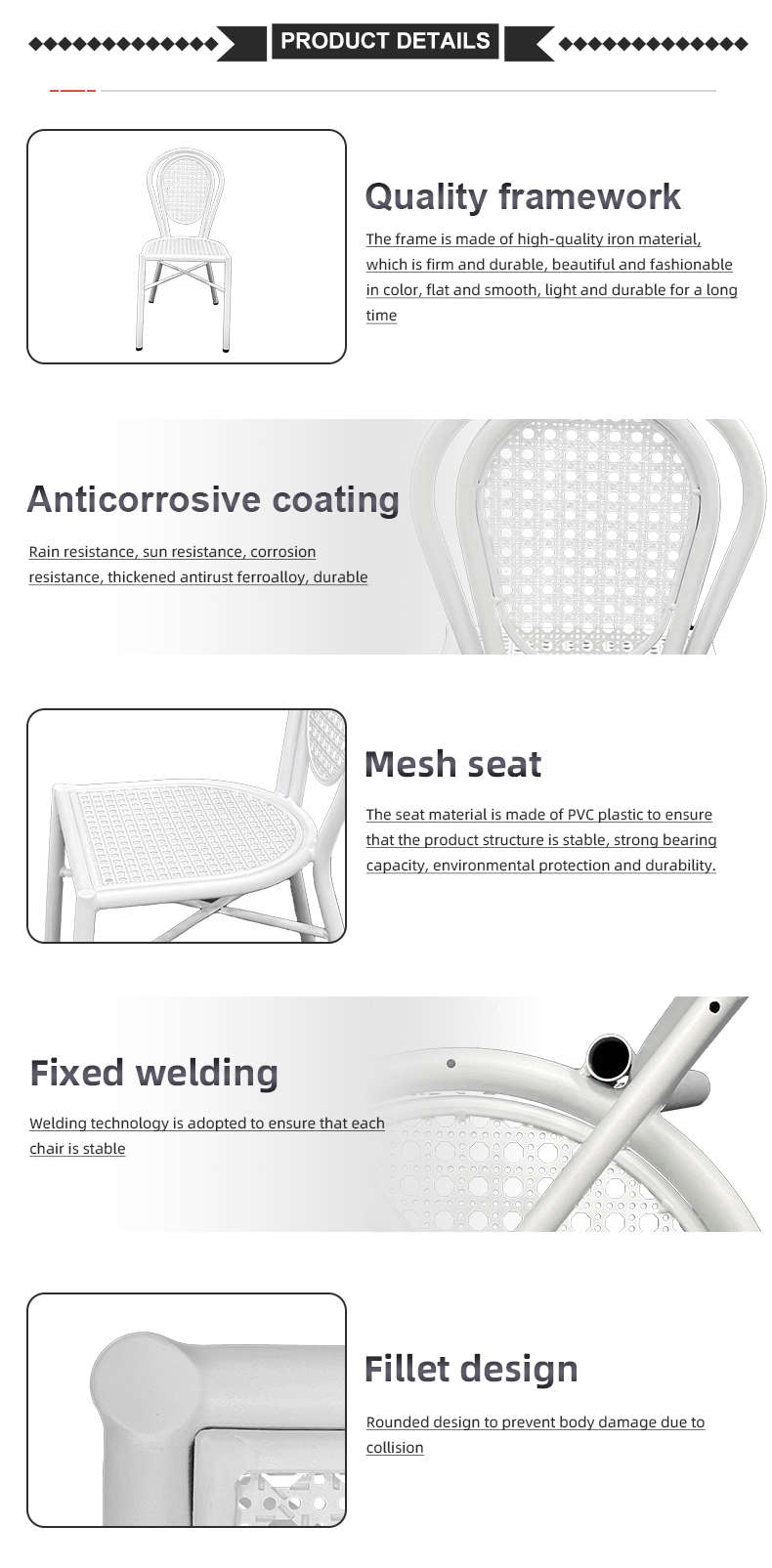 outdoor aluminum chair detail